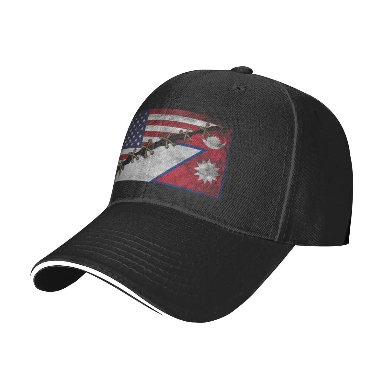 Gorra de béisbol ajustable con bandera americana nepalí Vintage, protección solar al aire libre, hombres y mujeres, negro