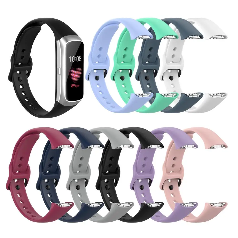 Strap For Samsung Galaxy Fit SM-R370 Silicone Black Buckle Watchband Steel Shrapnel For Samsung Replacement Wrist Straps