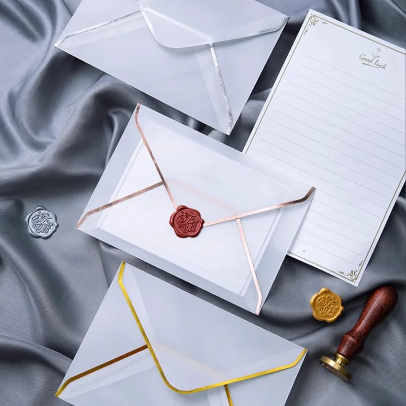 Enveloppes Transparentes Furic en Papier Feuille d'Or, Couverture de Carte d'InPorter de ixde Mariage, Cadeau Rond, DIY, 5 Pièces