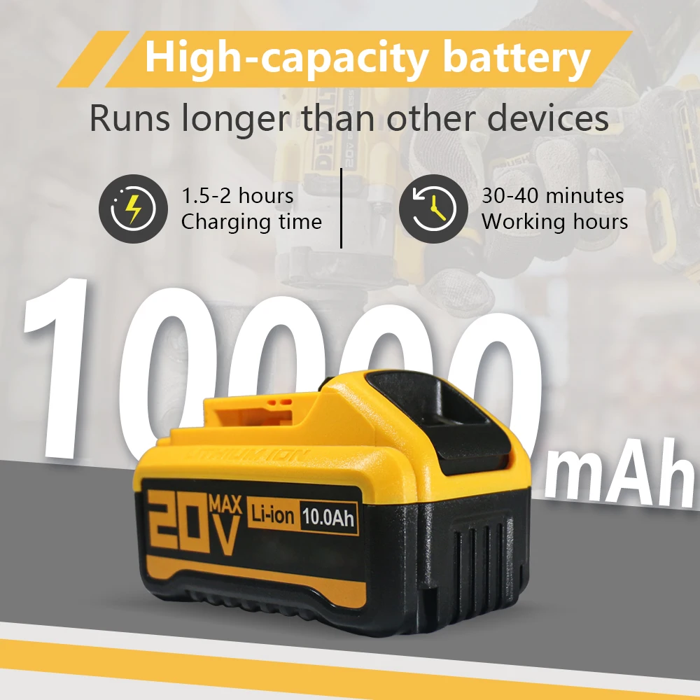 For Dewalt 20V 8Ah 10Ah  6000mAh 21700 Tools Lithium-Ion Battery For Dewalt 20V DCB206 DCB200 DCB205 DCF845 DCF850 DCF892 DCF911