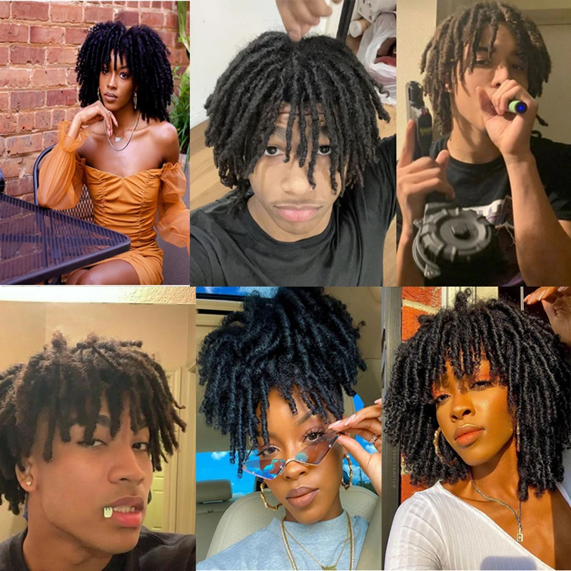 Synthetic Locs Braided Half Wig Dreadlock Hair Topper Wig Short Dreadlocs Hair Toupee Afro Wigs For Black Women and Men