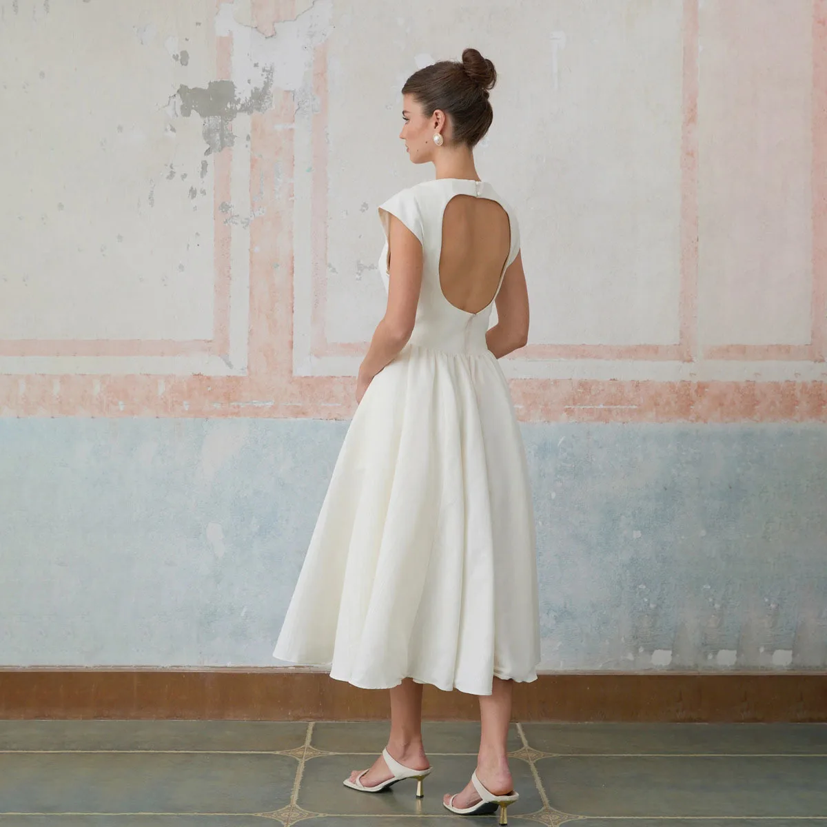 KWTX 2026 Abito da festa elegante con ritaglio senza schienale da donna Slim Fit Vita stretta da sera per ufficio Primavera Estate Design di lusso Chic