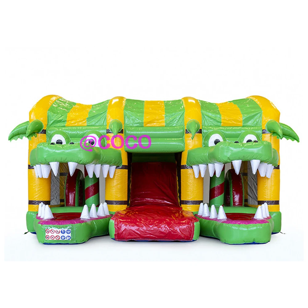 free ship to sea port,crocodile inflatable bouncy combo, newest custom inflatable jumper house with slide