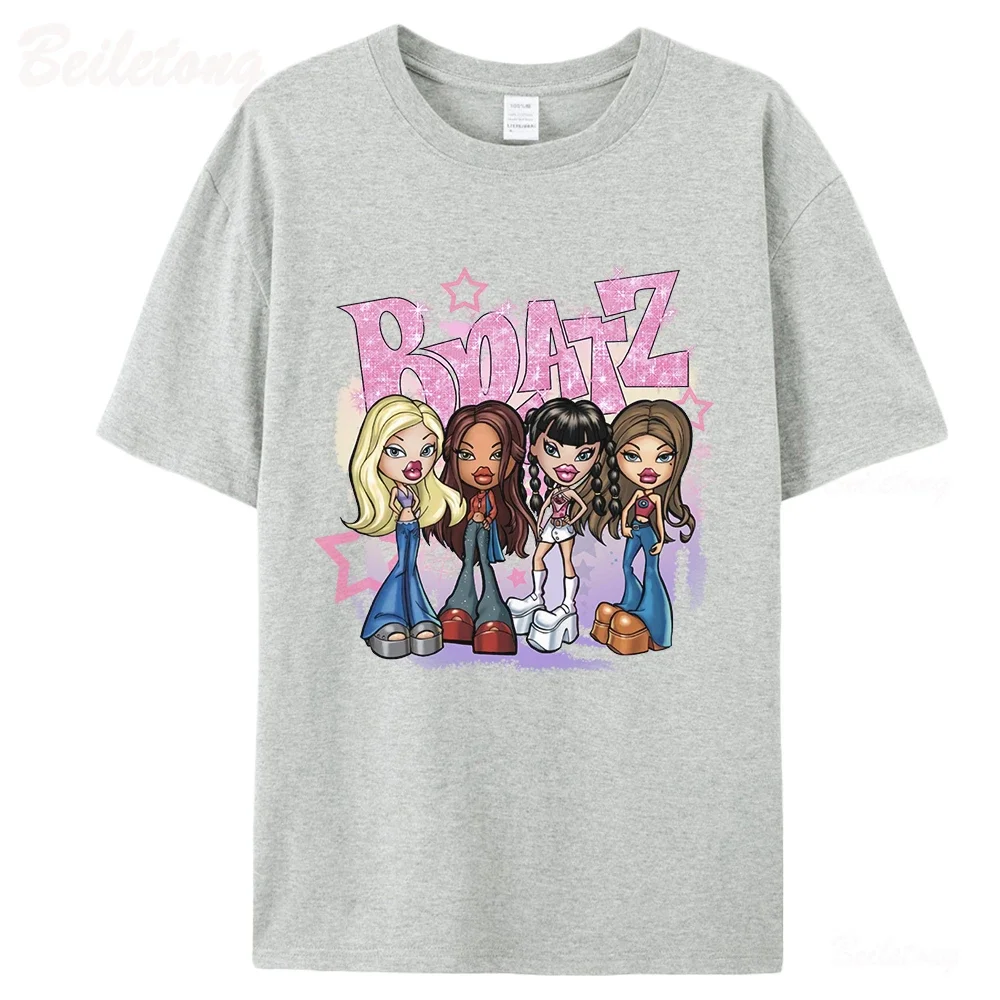 Bratz Y2k T Shirt Women 2000 Cartoon Print Harajuku Pink Tops 2024 Summer Girls Fashion Short Sleeved Aesthetic Unisex Tees