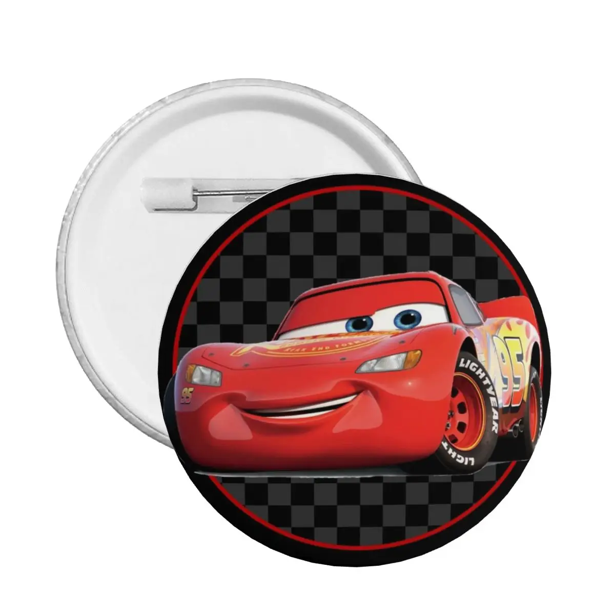 

Custom Lightning McQueen Anime Round Button Pin for Hats Pinback Badge Brooch