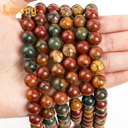 Real Natural Stone Red Pine Round Beads For Jewelry Making DIY Accessories Keychain Bracelet Necklace 15'Wholesale 4/6/8/10/12mm