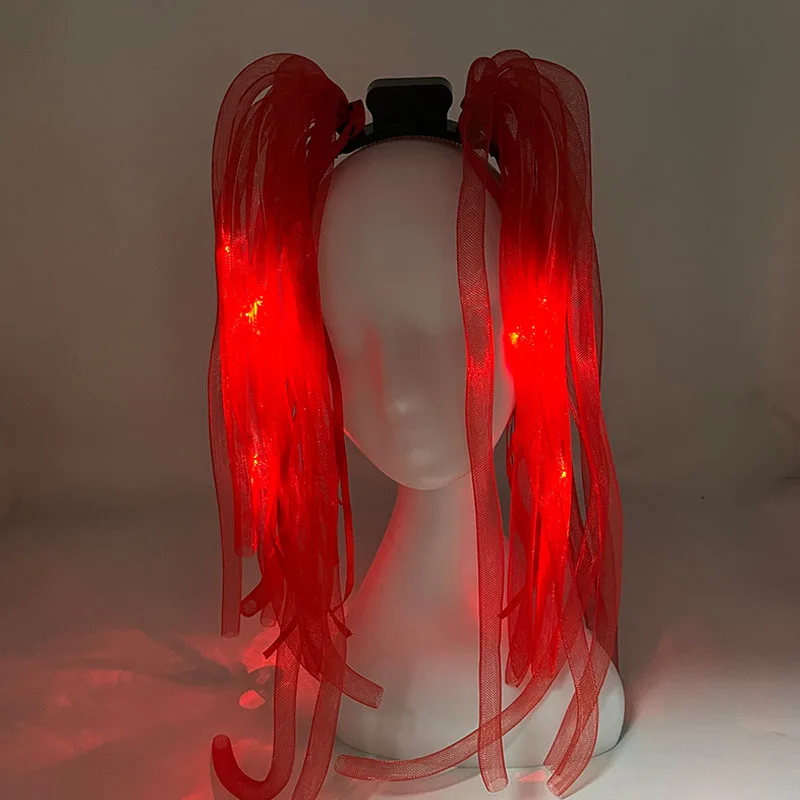 Disco Leuchtende Blinkende Nudel-Haarbänder Leuchtendes Zopf-Haarband für Frauen Bar Club Nachtshow Kopfschmuck Zubehör – Detail 3