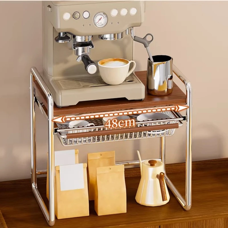 

Support pour machine à café avec tiroir et rangement pour tasses, organisateur de comptoir de cuisine pour dosettes et mugs, déc