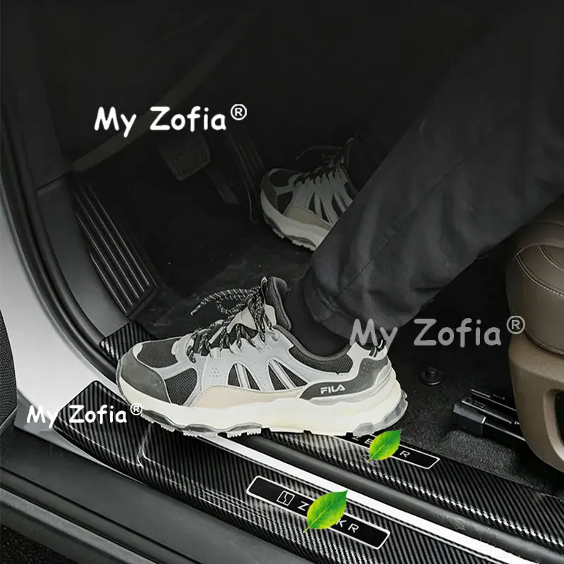 For Zeekr X 2026 2027 Carbon Fiber Door Sill Protector Plate Auto Door Step Scuff Cover Anti-Dirty Interior Trim Accessories