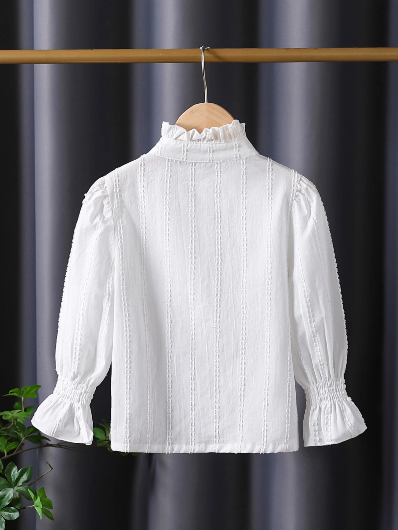 Girls' Spring and Autumn Shirts, Exquisite Double-Layer Lace Small Stand-Up Collar Long-Sleeved Cardigan Tops, Little Girls' Spring and Autumn Korean-Style Clothing