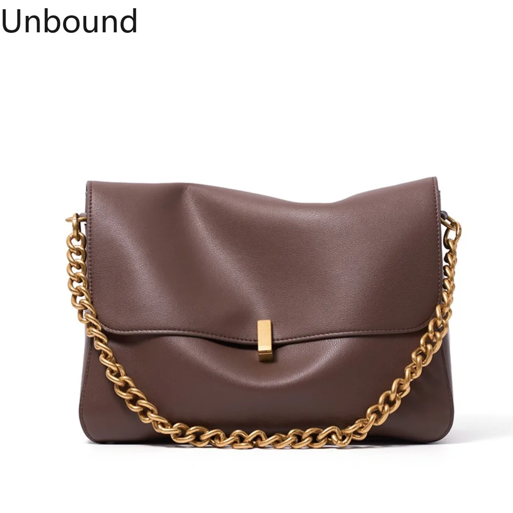 

2026 Cowhide Large Capacity Women Chain Tote Bag Niche Luxury Commuter Shoulder Crossbody Chic Fashion Versatile Minimal Trend