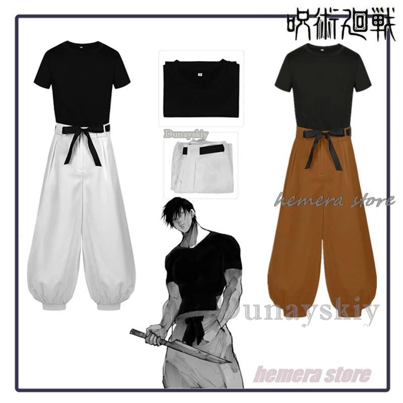 Anime Role Fushiguro Cosplay Toji Costume Adult Unisex Short Sleeve Top Pants Suit Halloween Uniform Party