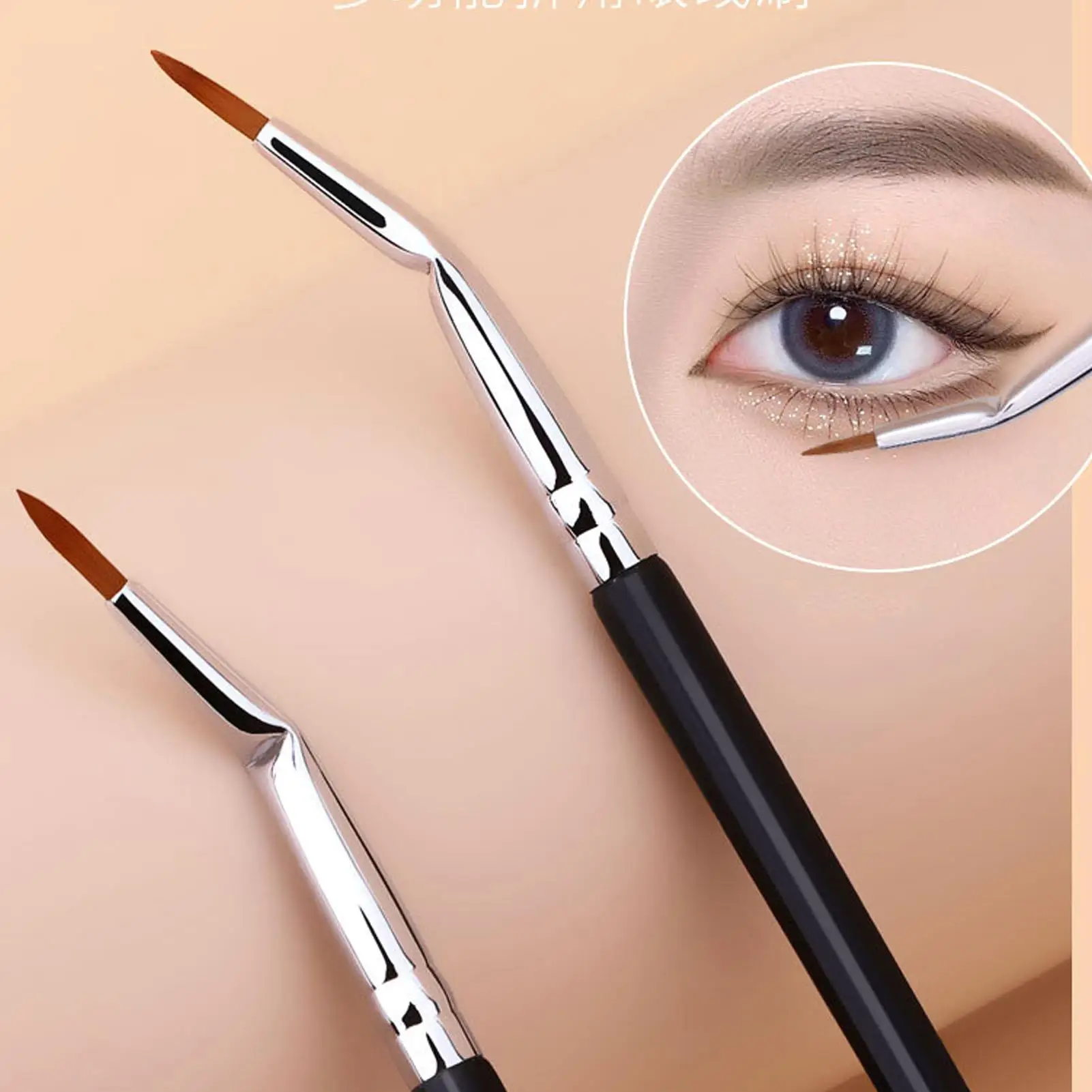 Ultra Fine Angled Eyeliner Brush - Ergonomic, Soft Hair - Portable Cosmetic Tool for makeup Artists at for wedding Parties