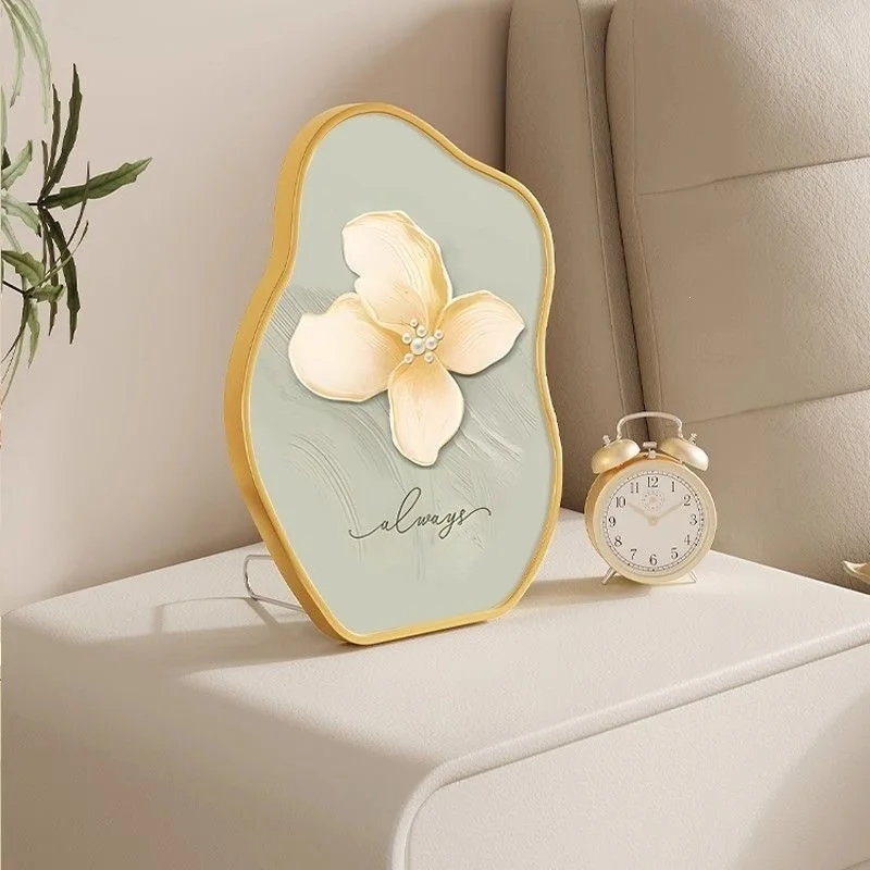 French Cream-style Floral Crystal Painting. Texture-based Wall Decoration on the Bedside Table. Healing-themed Table Setting