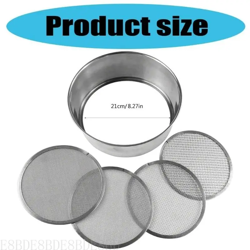 

E8BD High Quality Gardening Soil Sifter Set Stainless Steel with Various Mesh Sizes
