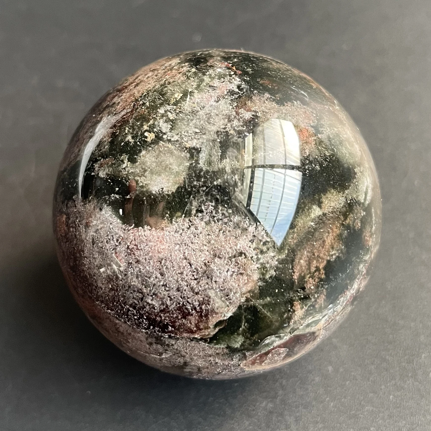 

92g Natural Stone Green Phantom Sphere Polished Quartz Reiki Ball Healing Gift Crystal Ball Room Decor Z1532