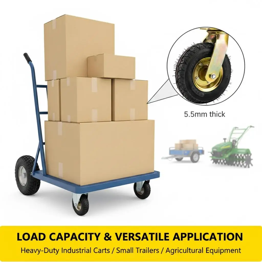 6/8/10-inch Pneumatic Rubber Shock-Absorbing Caster /suitable as replacement wheels for various hand trucks/Quiet Rubber Tire