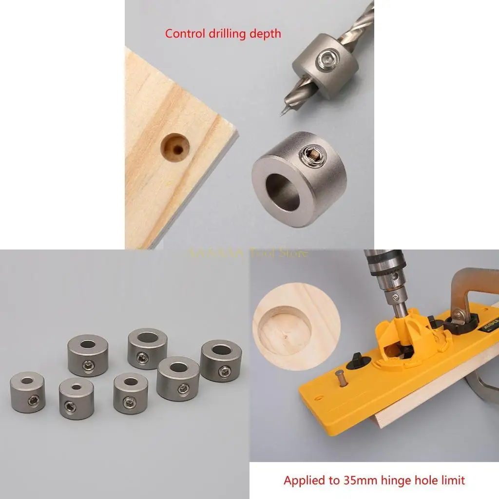 

A2BE 4-10mm Drilling Limit Ring 3 in 1 Durable Drill Bit Stop Collar for Woodworking