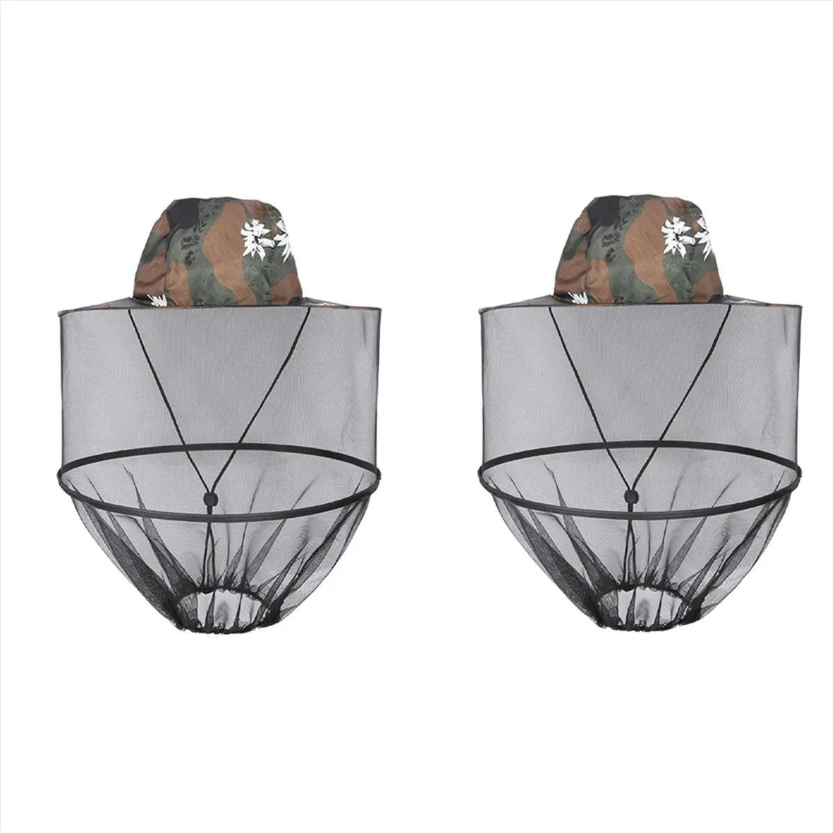 ABST White Flower Outdoor Anti-Mosquito Fishing Net Hat, Suitable for Fishing, Camping and Other Activities