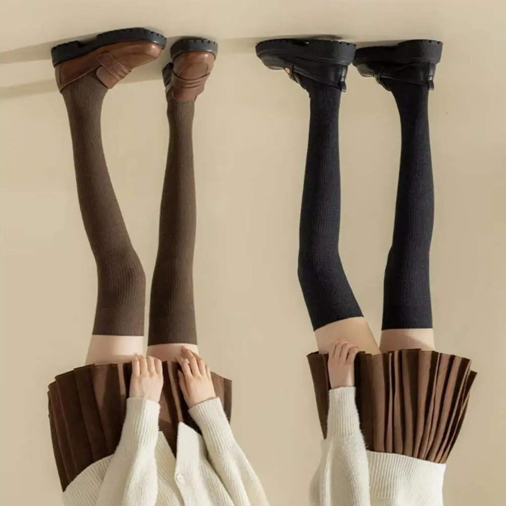 

Pure Cotton Thigh High Socks No Tie Feet Socks Extra Long Women's Thigh High Socks Thick Cotton Knit Boot for Winter for Fashion