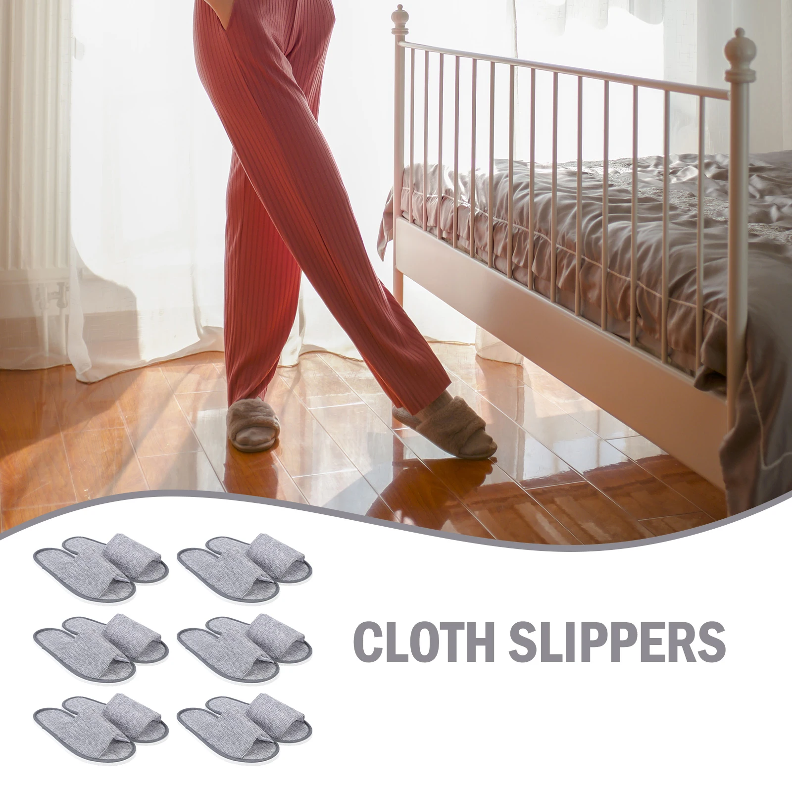 

6pcs Anti-slip Slippers Cloth Hotel Open Toe Disposable Spa Travel Portable Waterproof Bath House Guest Foot Massage