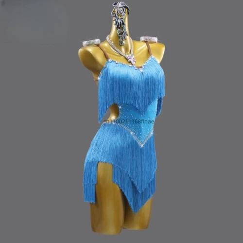 Imagen 2 del producto 2025 nuevo traje de competición de baile latino vestido de baile profesional con borlas vestido de flores vestido de actuación de examen solitario femenino