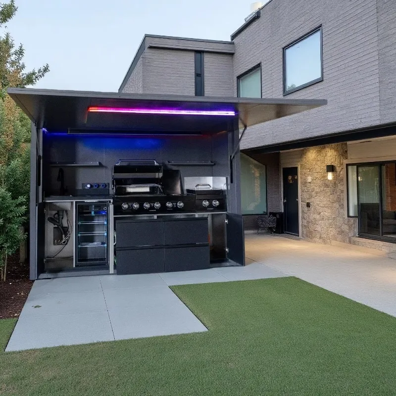 Luxury Modular Capsule House Prefabricated Container Cabinet Outdoor BBQ Kitchen Set, Suitable for Family BBQ