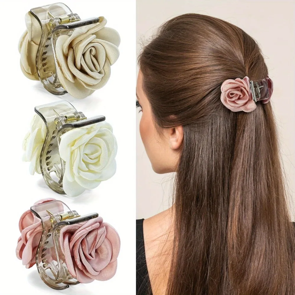

1/3Pcs Fashion Elegant Rose Hair Clips Double-sided Headwear Hairpins Hair Accessories Flowers Hairgrips for Women Girls