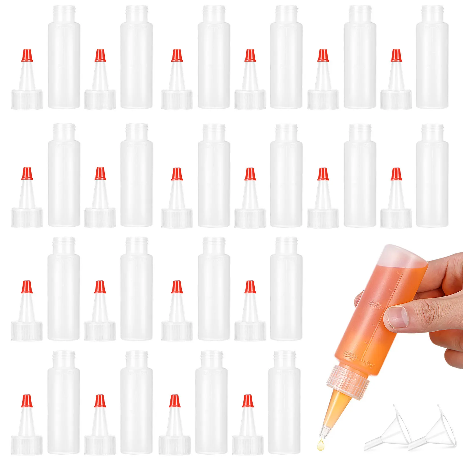 20Pcs Squeeze Bottles Set 60Ml Transparent Plastic with Precision Nozzle for Cooking Sauces Salad Dressings Baking