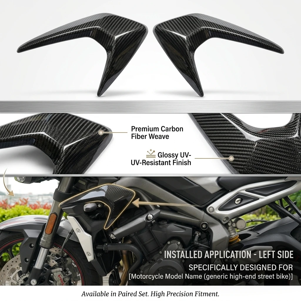 

Motorcycle Carbon Fibre Side Fairing Protection Cover for Triumph Street Triple 765 2021-2022