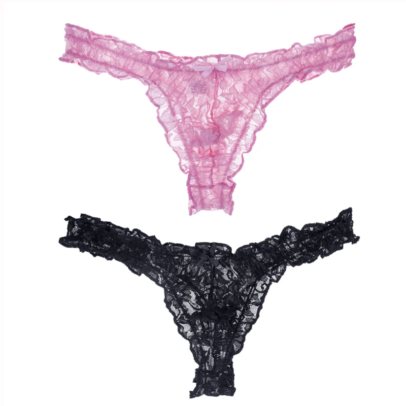 String Transparent Male Underpants T-back Panties Mens Lace G-string And Thong Sexy Underwear See Through Tanga Bikini