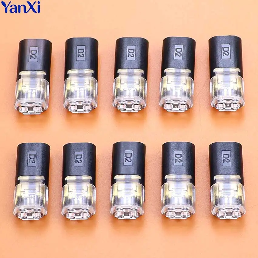 10pcs D2 Quick Connect Terminal Double Wire Unplug Power Cable 2Pin Way Plug Automotive Electrical LED Connector