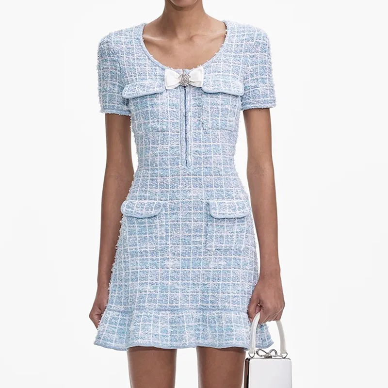 

Fashion Bow Design Casual Dresses Heavy Beaded Women Dress