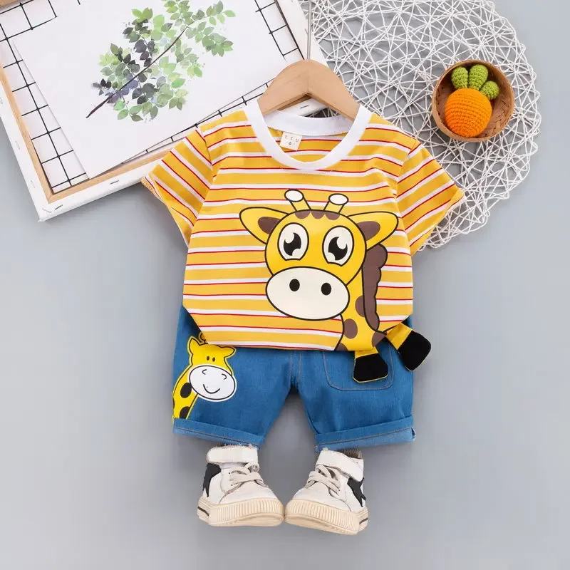 Summer Children Boys Clothing Kids Cartoon T-Shirt Shorts 2Pcs/Set Toddler Leisure Sport Suits Baby Cotton Tracksuits 0-5 Years