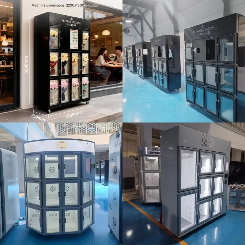 Refrigerated Flower Locker Vending Machine Touchscreen Compressor Cooling Accepting Credit Card NFC Mobile Pay for 24/7