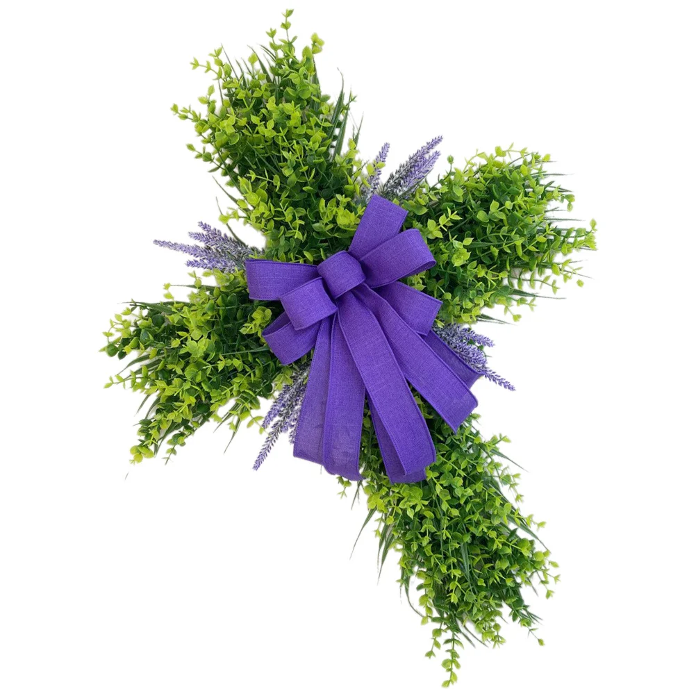 Kreuz-Eukalyptus-Kranz für die Haustür, Osterkränze mit Schleife, Ganzjahreskränze für Heimdekoration, Bauernhaus-Veranda