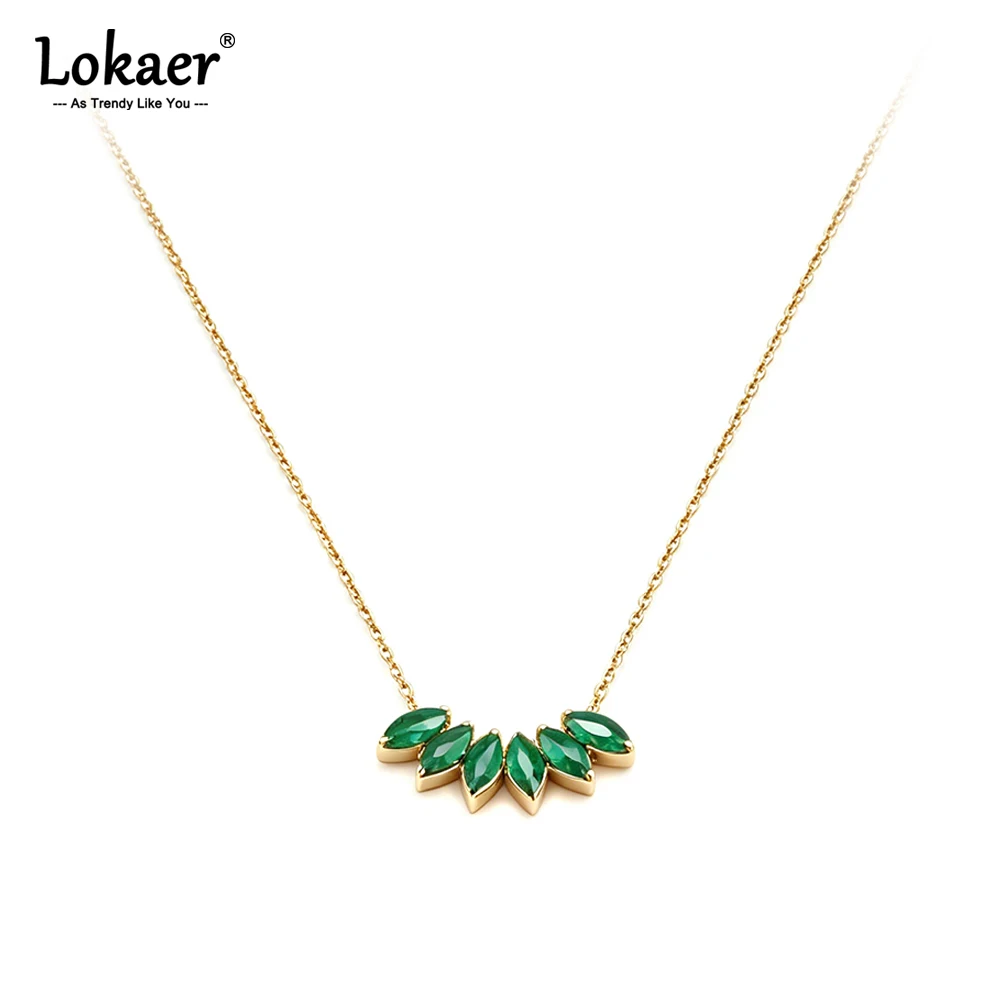 Lokaer Cubic Zirconia Flower Pendant Necklace for Women Minimalist Polished Stainless Steel 18K Gold Plated Jewelry Gift N26047
