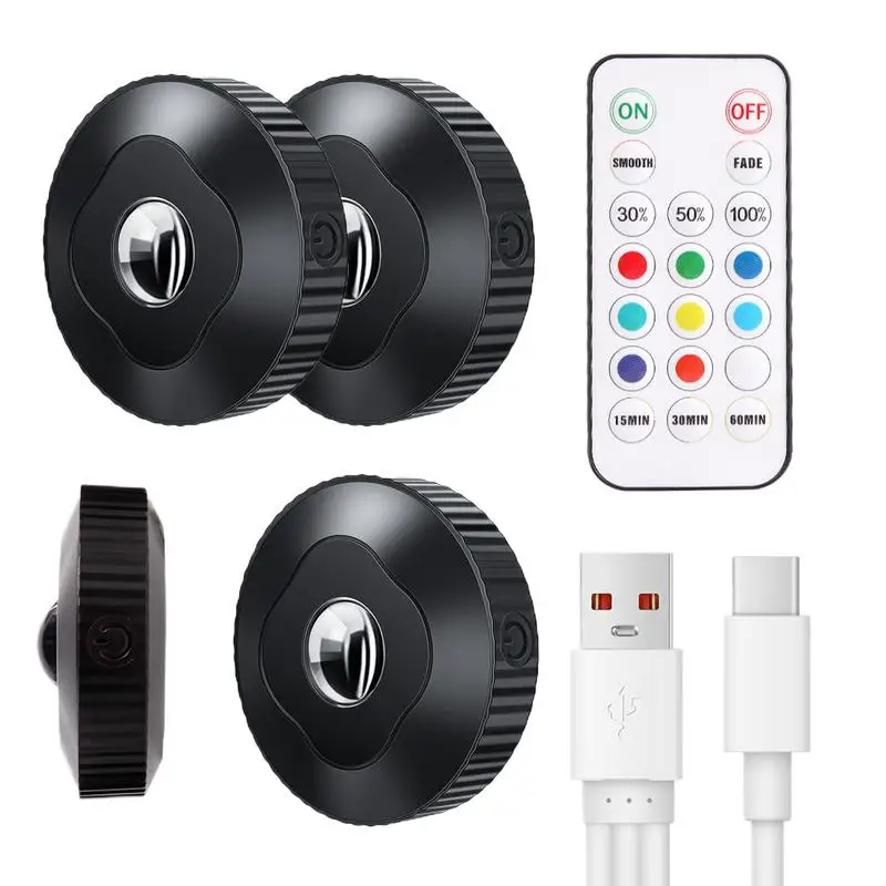 Dimbare push-lichten Draadloos RGB-kast Sfeerlicht USB-opladen 3X Kleurrijk nachtlampje Kleurrijk met afstandsbediening voor kast