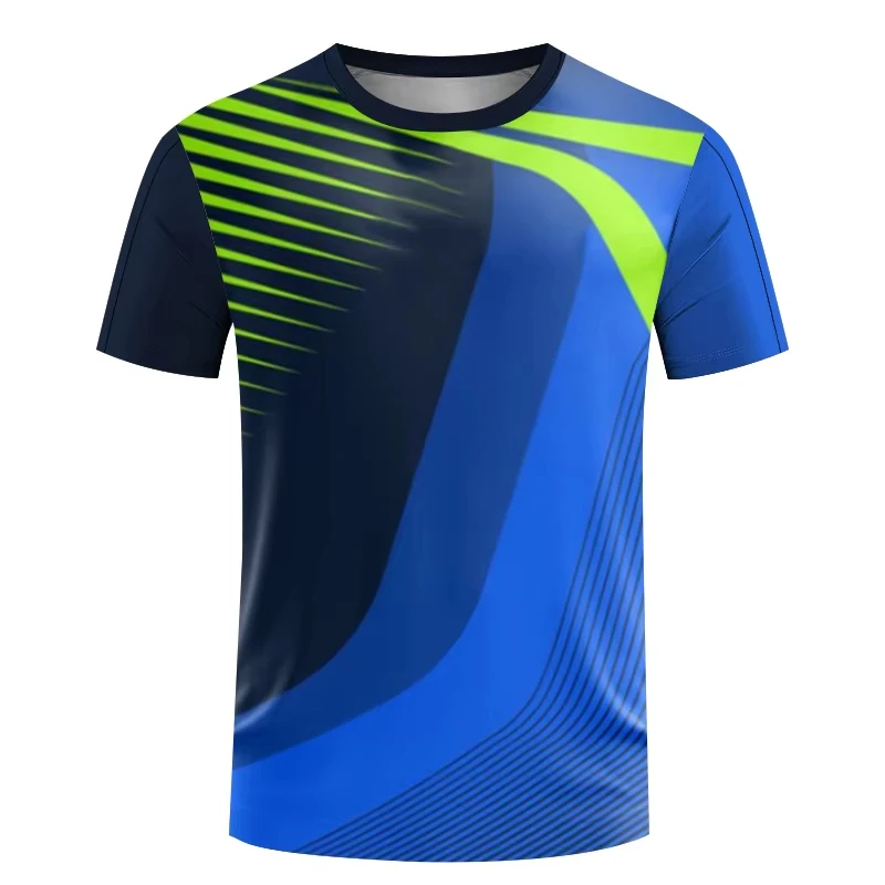 Simple Quick Dry Sports T Shirt for Men Summer Short Sleeve Fashion 3D Printed Table Tennis T-shirt Loose Casual Breathable Tees