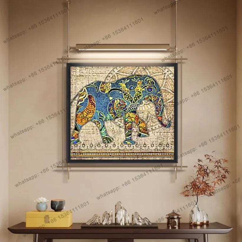 South East Asia high-end retro decorative lamp wall hanging metal rod decorative painting three-dimensional device