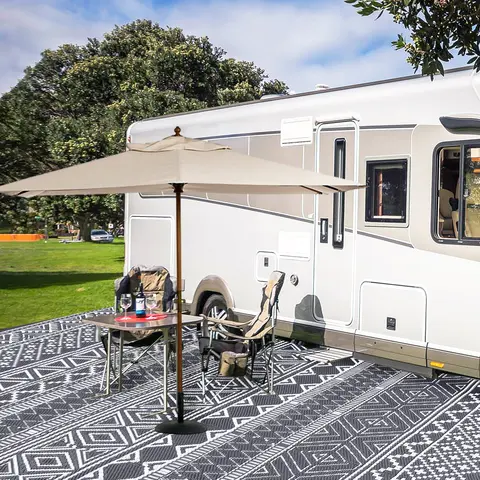 Utomhusmatta 5x8 Vattentät Vändbar Terrassmatta Utomhus Plastmatta Husbilsmatta Boho Campingmatta För Husbil Veranda Balkong Bakgård Picknick 12 best sales boho matta - №10