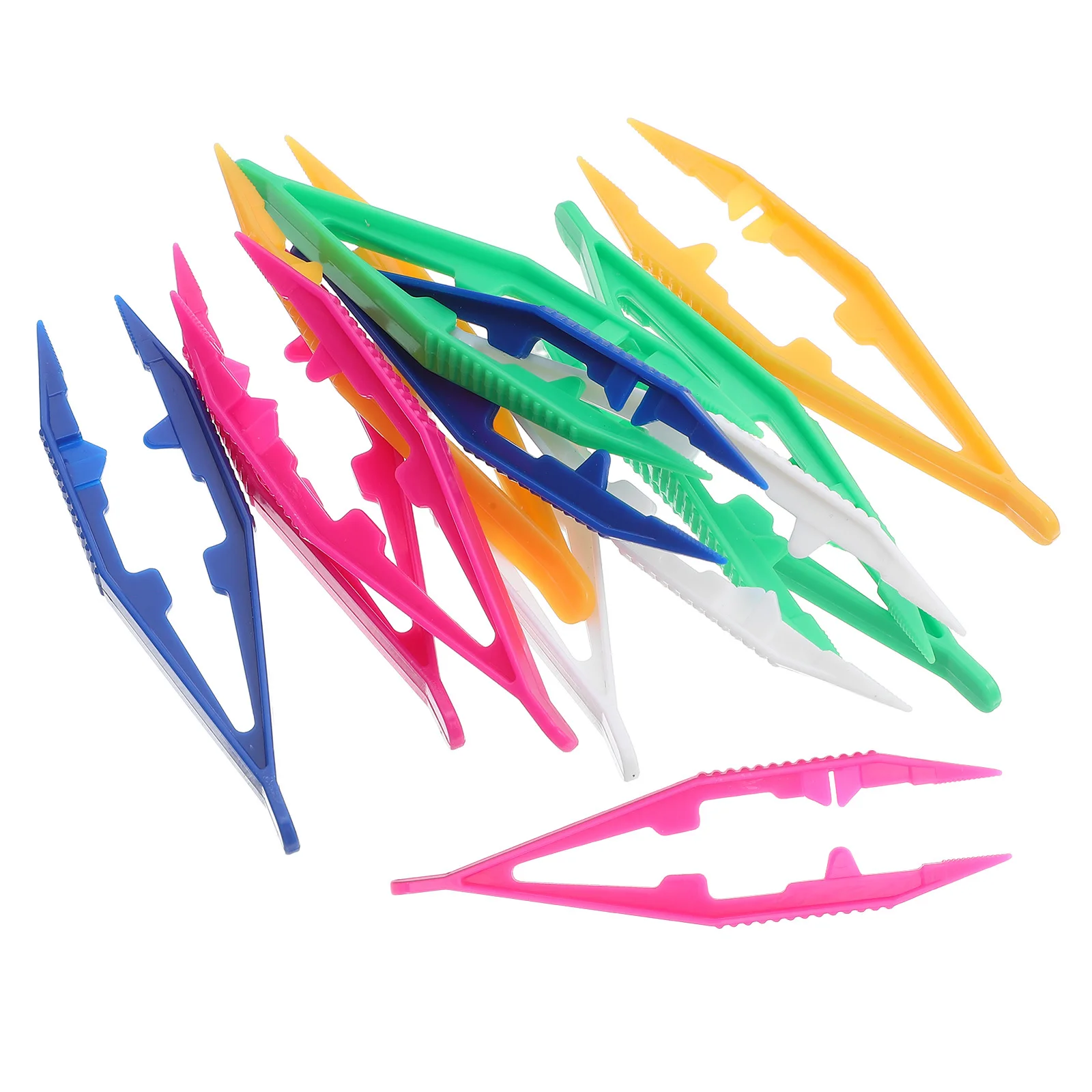 50 Uds pinzas de plástico para niños pinzas de cuentas punta plana pequeñas 4 pulgadas Mini herramientas de artesanía manipulación de cuentas pinzas de cuentas DIY