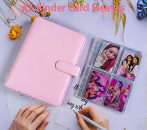 A5 노트북 광장 바인더 10 포켓 소매, 6 반지 PU 가죽 바인더 느슨한 리프 개인 주최자 사진 바인더 북 10 최고의 판매 a5 링 폴더 - №3