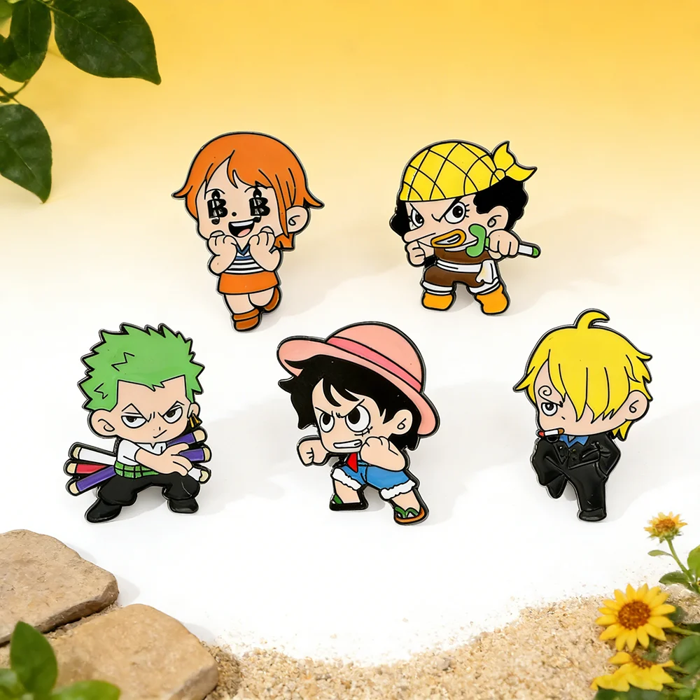 

Cute Monkey D. Luffy Nami Sanji Cartoon Enamel Pin Funny Brooch Metal Badge Jewelry for Backpack And Clothing Gift for Friends