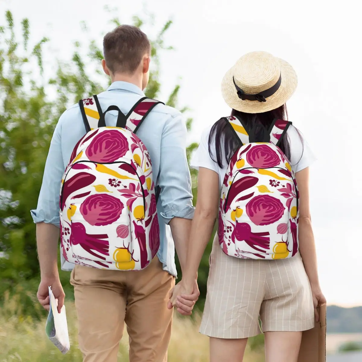 Vegetables Healthy Pattern Student Backpack School Bag Hiking Travel Daypack for Boys Girls Bookbag Shoulder Bags