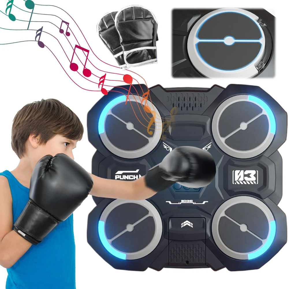 Music Boxing Machine Indoor Boxing Trainer with Light Music Boxing Puncher Smart Wall Target Training Device for Home Exercise