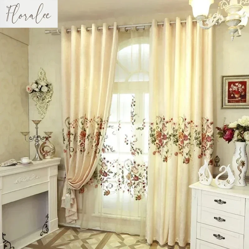 European Style Luxury Curtains For Living Room Bedroom High-grade Custom Chenille Embroidery Sheer Customize Cloth Valance