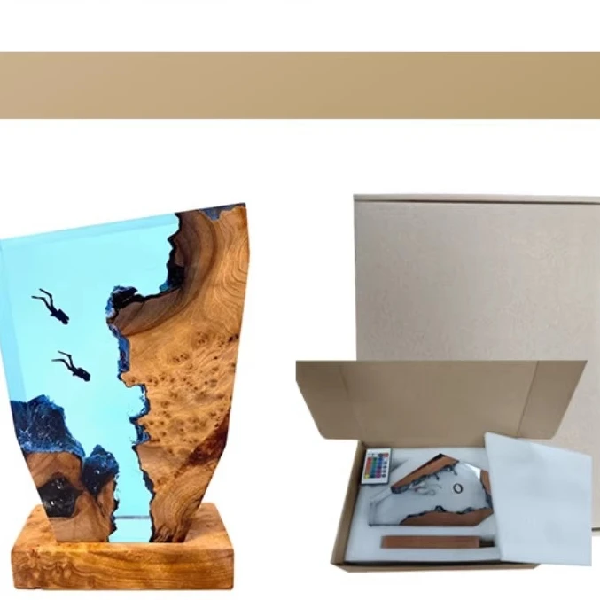 

Underwater World Landscape Cave Couples Diver Water Resin Luminous Sculpture High-end Home Decoration Craftwork