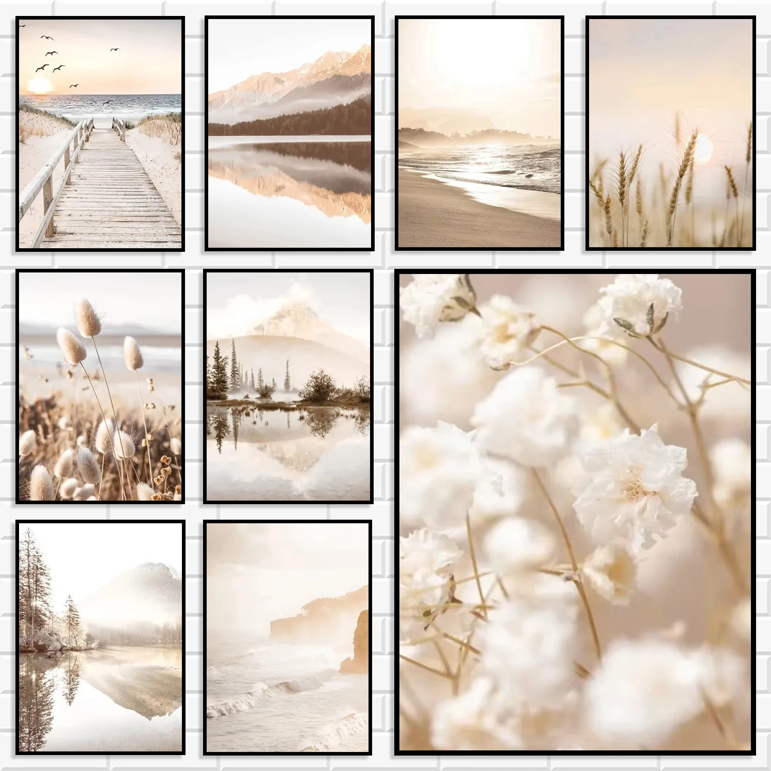 Neutral Beige Natural Scenery Canvas Wall Art Beach Reed Landscape Poster Minimalist Boho Bedroom Living Room Home Decor Prints