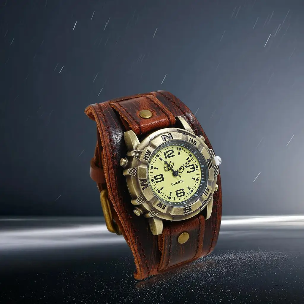 

Мужские роскошные часы, наручные часы из натуральной кожи, винтажные часы-браслет, водонепроницаемые